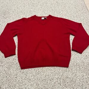 Field Gear Men's Cashmere V Neck Sweater Sz M Red Quiet Luxury Holiday Valentine